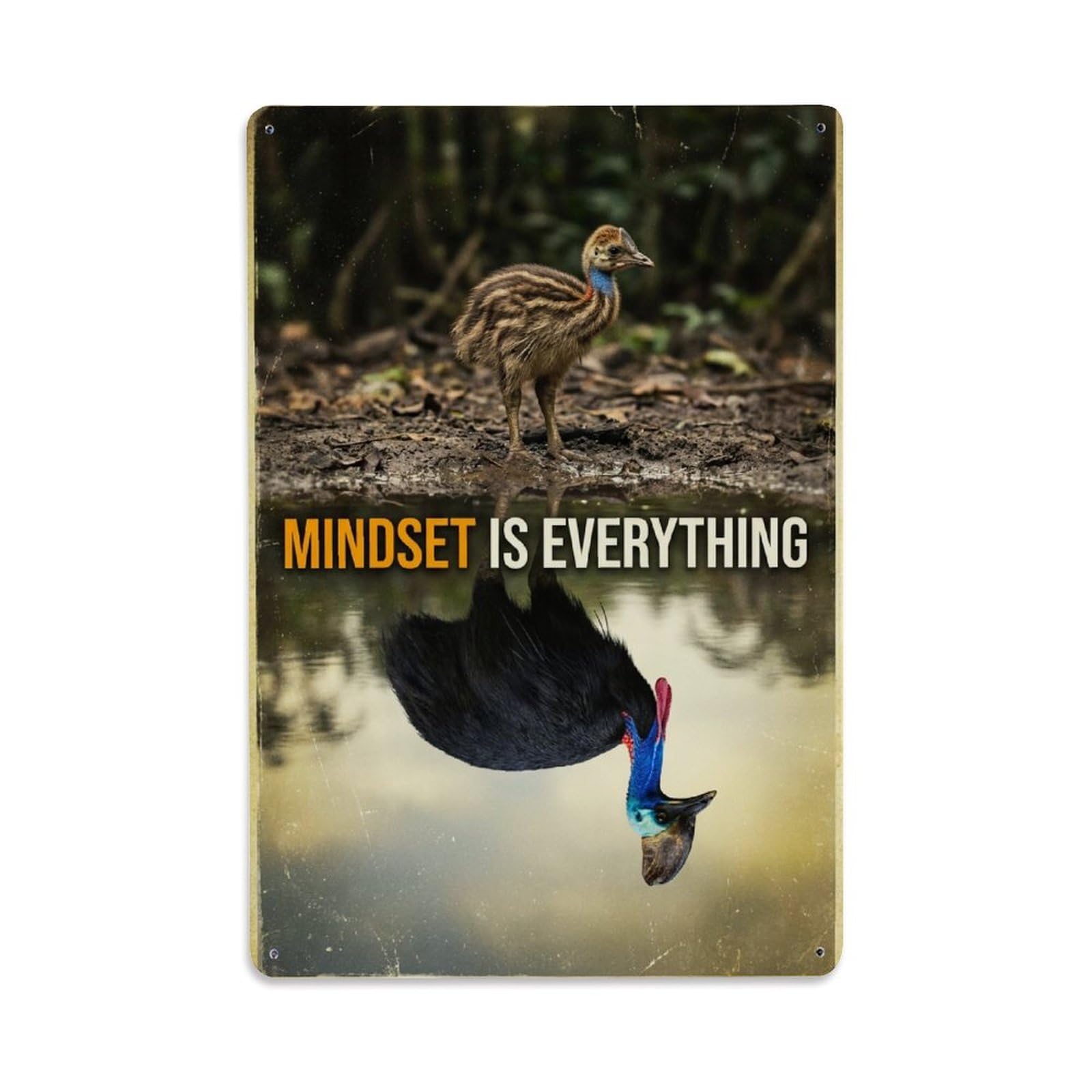 Metal Tin Sign Mindset Is Everything Cassowary Animal Motivation Quote