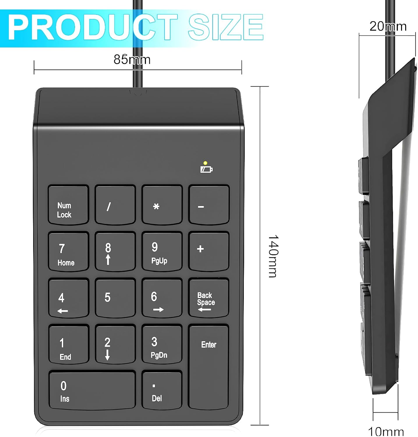 NOOX USB Numeric Keypad Numpad Portable Slim Mini 10 Key Number Pad Keyboard for Laptop Desktop Computer PC, Compatible with ChromeBook Surface Notebook, Tax Accountant Calculate Office Travel & Home