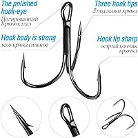 Vista 3 de DONQL Anzuelos de pesca Gancho de agudos de acero de alto carbono Ganchos agudos Super Sharp Solid Triple Barbed Fish Hook