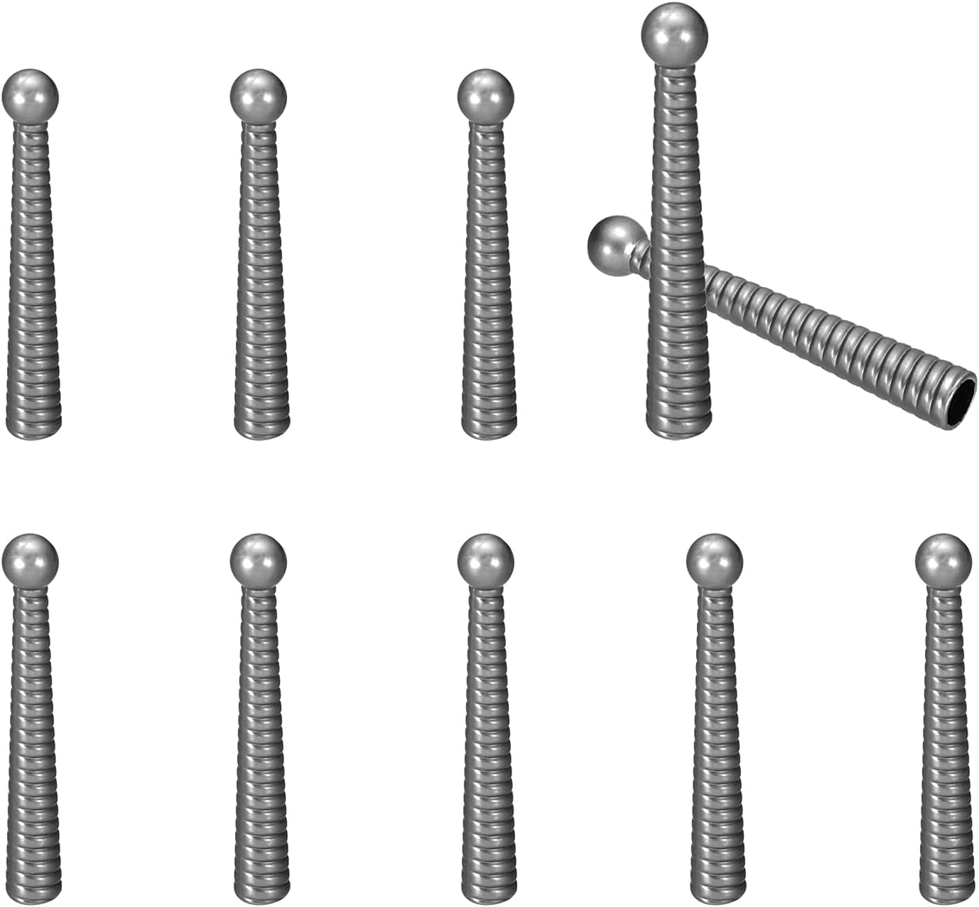 PATIKIL Bolo Tie Tips, 10Pcs 2 Inch Long Alloy Bolo Tie Supplies Replacement Cord End Caps 5mm Diameter for DIY Crafts Clothes Decor, Dark Gray