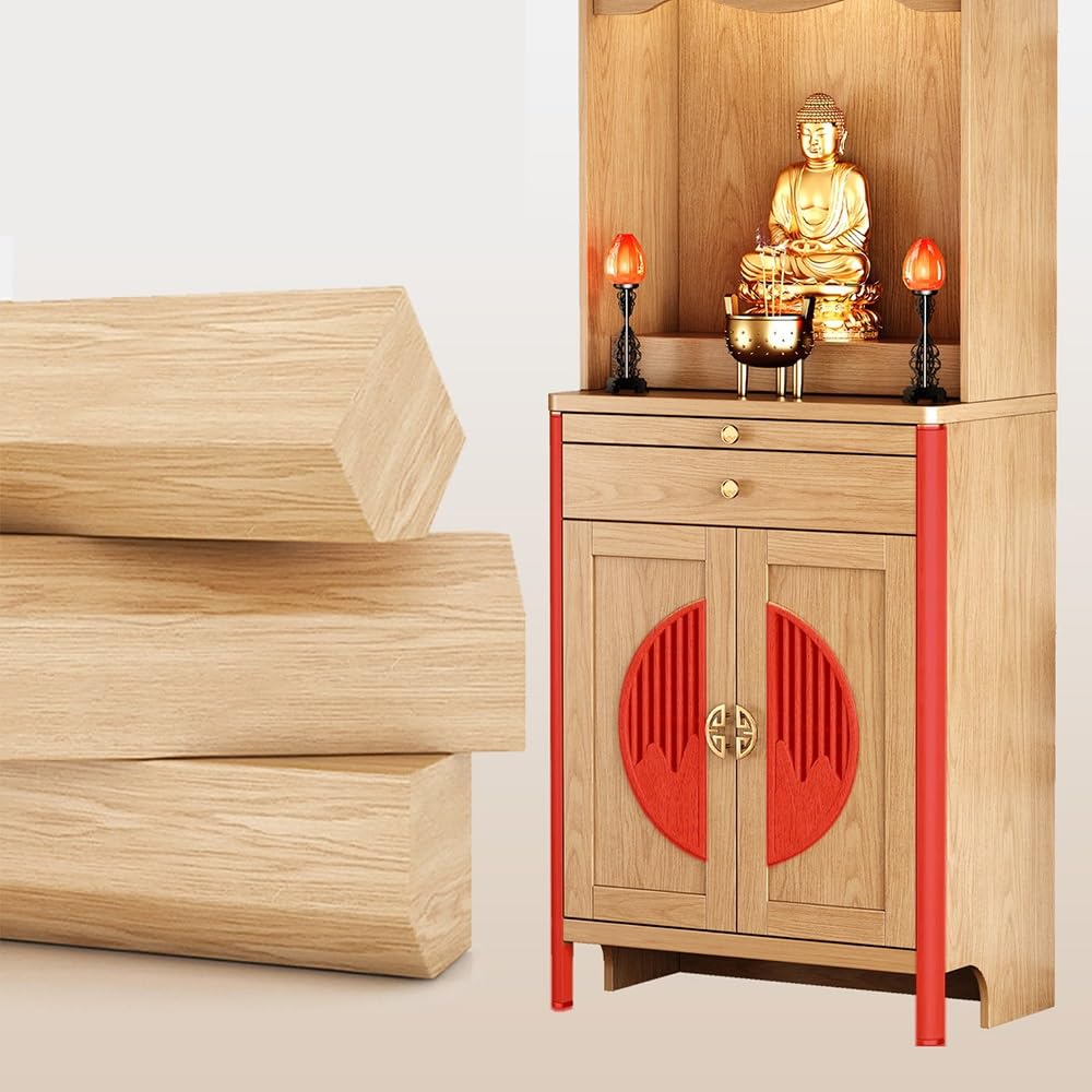 Tavola d'altare Cinese Vetrina Orientale in Legno | Consolle da altare rimovibile(Piccolo)