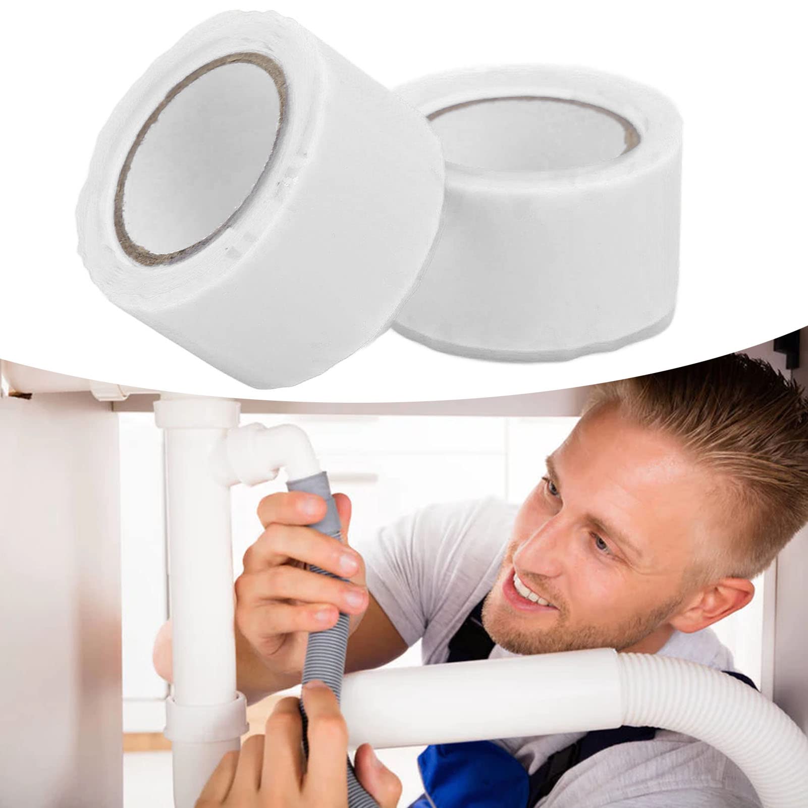 RIZGHWOY Wodoodporna taśma silikonowa do naprawy rur wodnych - bezpieczna i przyjazna dla środowiska, dobra izolacja, 2 szt. (WHITE)