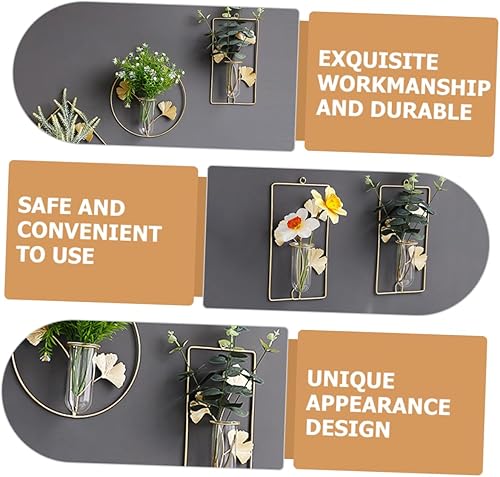 Miniatura 3 de YARNOW Jarrón colgante de pared, decoración de pared, adorno de cristal montado en la pared, adorno para el hogar