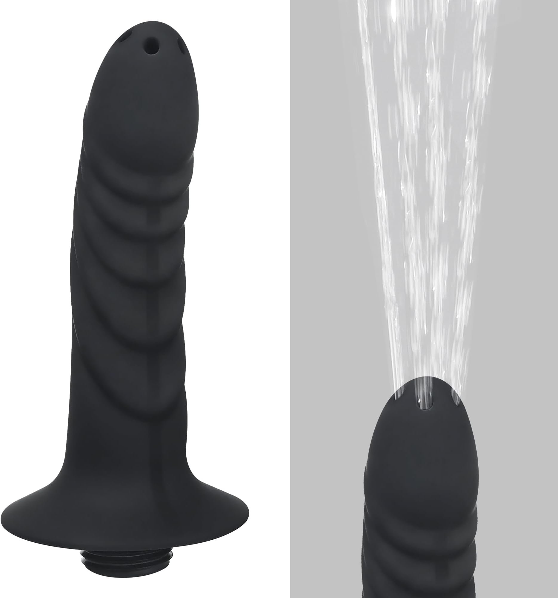 4 Holes Silicone Shower Cleaner Enema Douche System,Handheld Water Shower Nozzle Anal Rinse Vaginal Cleaning Kit for Men and Women, Black