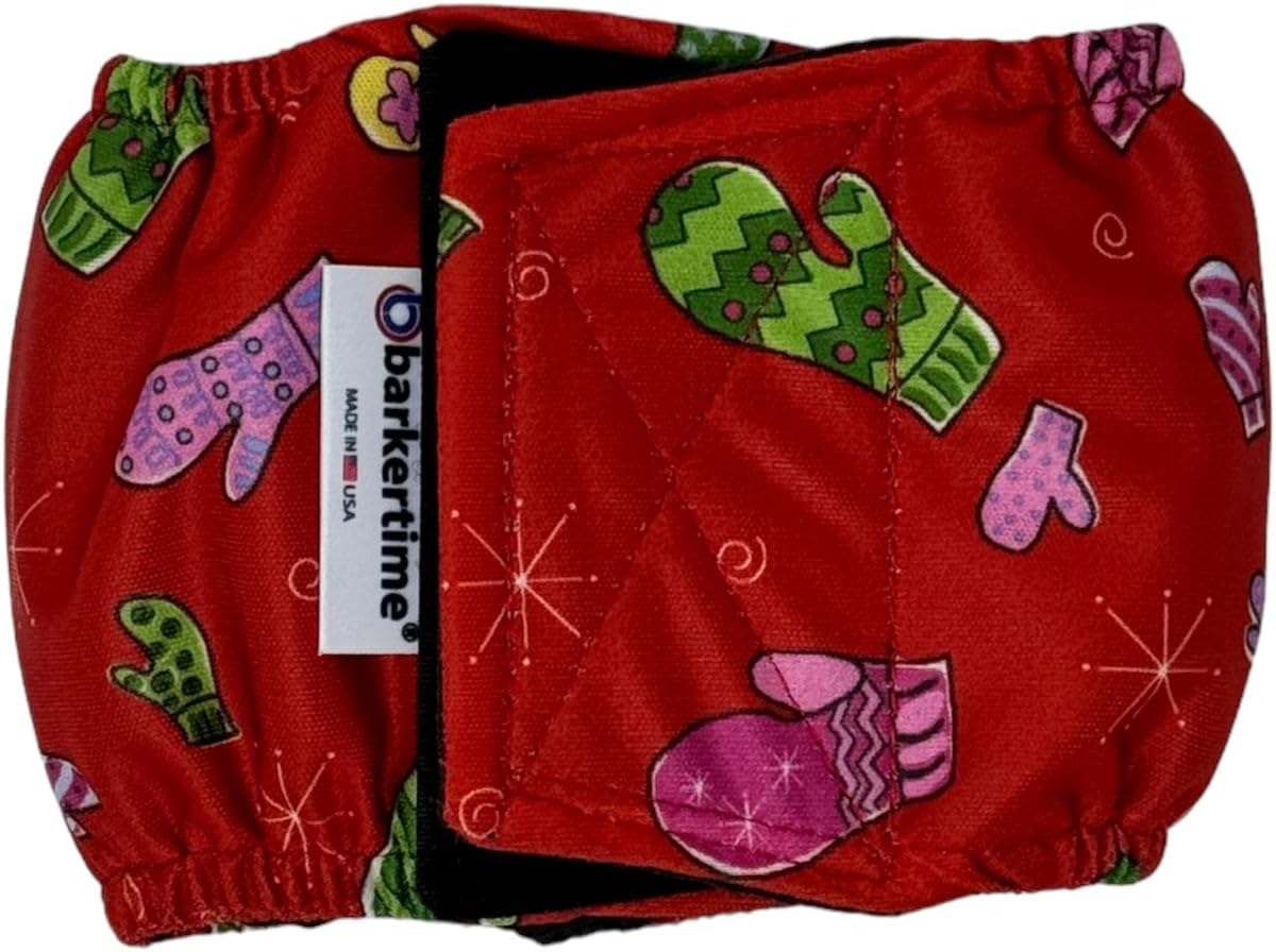 Holiday Mittens Dog Belly Band, XXL Male Dog Diaper - Made in USA