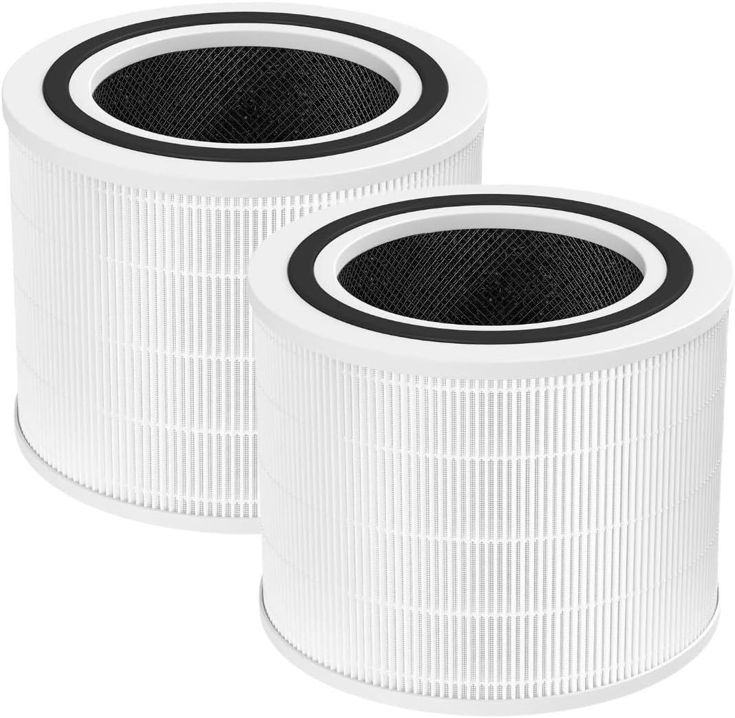 Nispira Replacement Filter Compatible with Humsure HKJ-200A Air Purifier, 3-Stage Filtration System with Activated Carbon & True HEPA, 360° Cylindrical Air Filter, 2 Pack
