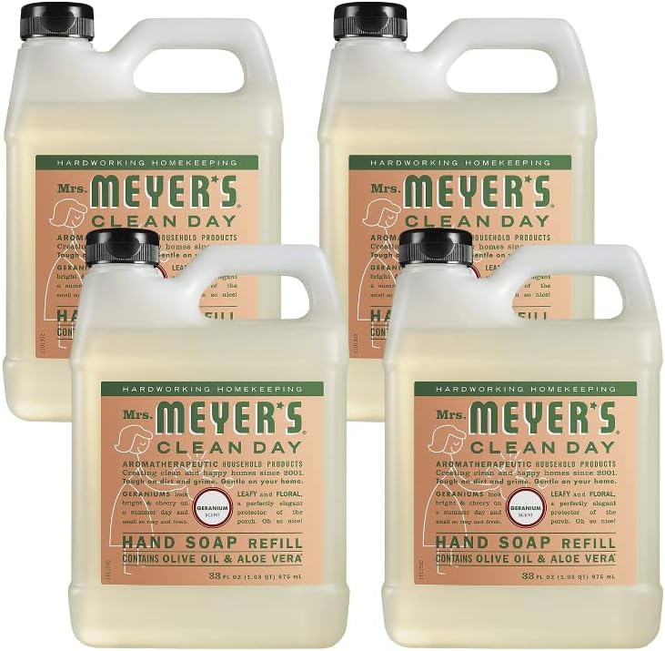Mrs. MEYER'S´s Clean Day Hand Soap Refill, Geranium, 33 Fl Oz (Pack of 4)