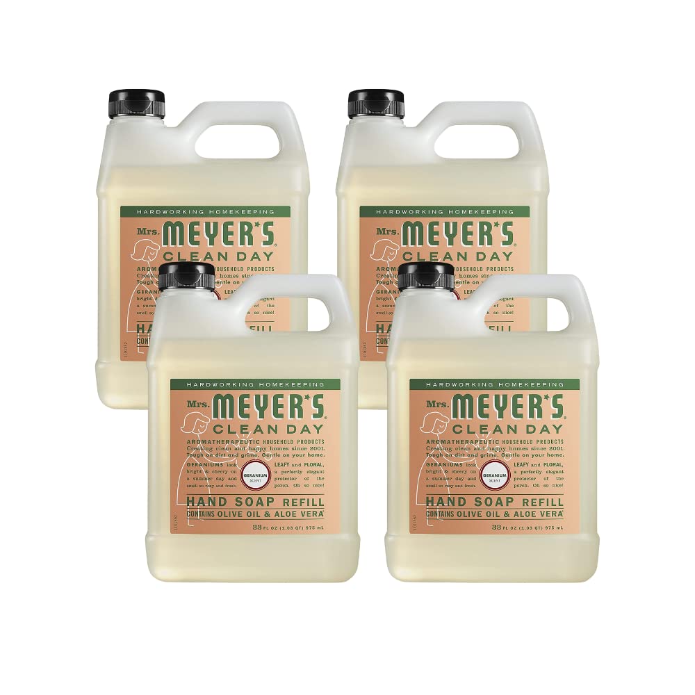 Mrs. MEYER'S´s Clean Day Hand Soap Refill, Geranium, 33 Fl Oz (Pack of 4)
