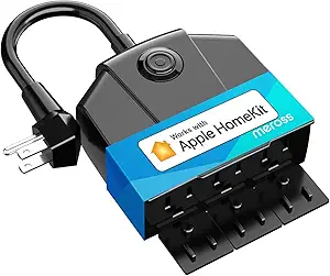 Outdoor Smart Plug, meross Outdoor Wi-Fi Outlet with 3 Independent Sockets Compatible with Apple Homekit, Alexa and SmartThings, Voice & Remote Control, Timer, 2.4 GHz only,Black