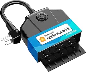 meross Outdoor Smart Plug, Outdoor Wi-Fi Outlet with 3 Independent Sockets Compatible with Apple Homekit, Alexa, Google Home and SmartThings, Voice &amp; Remote Control, Timer, 2.4 GHz only