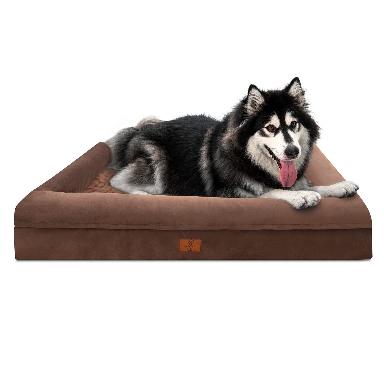 Yiruka Dog Beds for Extra Large Dogs, Orthopedic Dog Bed, Washable Dog Bed with [Removable Bolster], Waterproof Dog Bed with Nonskid Bottom, Pet Bed, XL Dog Bed