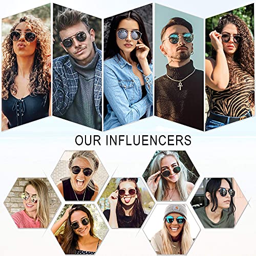 Image of SOJOS Retro Vintage Round Polarized Sunglasses for Women Men Double Bridge Circle Sunnies SJ1104