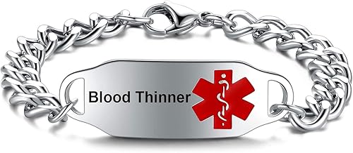 JF.JEWELRY Pulseras de identificación médica personalizadas para mujeres y hombres  Pulsera médica personalizable de acero inoxidable  Pulsera de