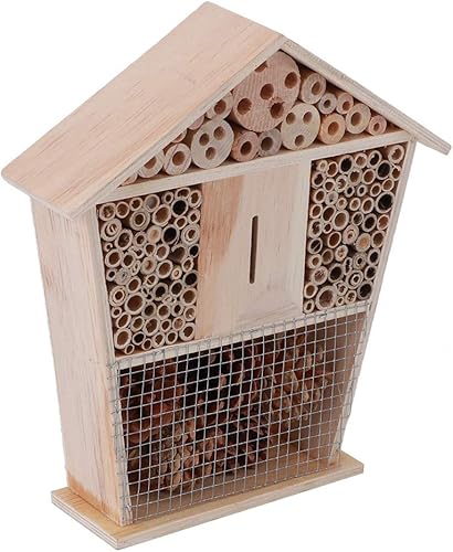 Miniatura 7 de Fydun Jardinería Refugio de casa pequeña de madera Decoración de artesanía para jardinería de abejas Casa pequeña de madera para la familia