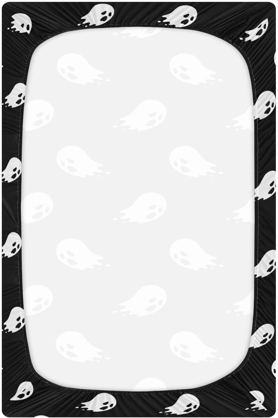 Halloween Ghost Crib Sheets Soft Breathable Fitted Baby Crib Sheets Mattress Cover for Girl Boys, 52" x 28" x 9"