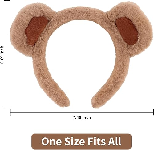Miniatura 5 de WHAVEL 2 diademas de orejas de oso, lindas diademas de orejas de animal, diadema de oso de felpa, diadema de oso para disfraz de oso, accesorios