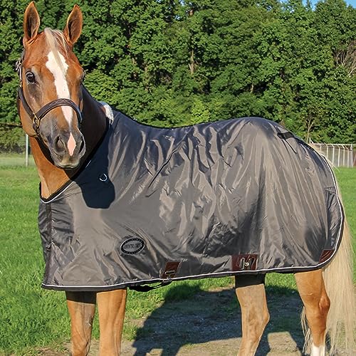Country Pride 420D Polarfleece Lined Closed Front Stable Sheet, Adjustable Belly Surcingle & Hind Leg Straps, Fleece Wither Protection, Reinforced Stitching, Breathable Indoor Sheet (86, Grey)