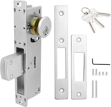 Storefront Mortice Hook Door Lock | Commercial Door Locks, Mortise Cylinder Combo, Mortise Cylinder Hook Bolt with Keys, 1-1/8" Backset