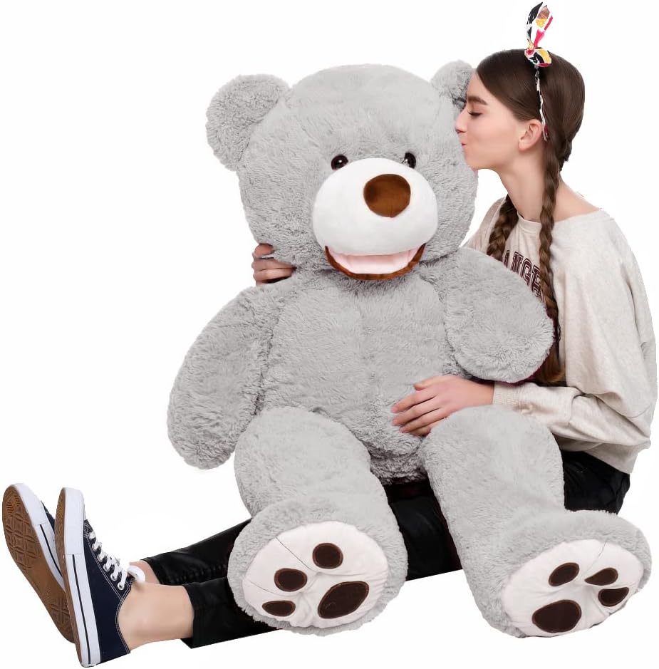 MorisMos Giant Teddy Bear, 39inch Large Stuffed Bears with Big Footprints Plush Stuffed Animals Gifts for Kids, Gray