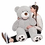 MorisMos Smile Giant Teddy Bear, 51inch Large Stuffed Bears with Big Footprints, Big Stuffed Animals Cuddly Plush Gifts for Girlfriends, Boyfriend, Gray