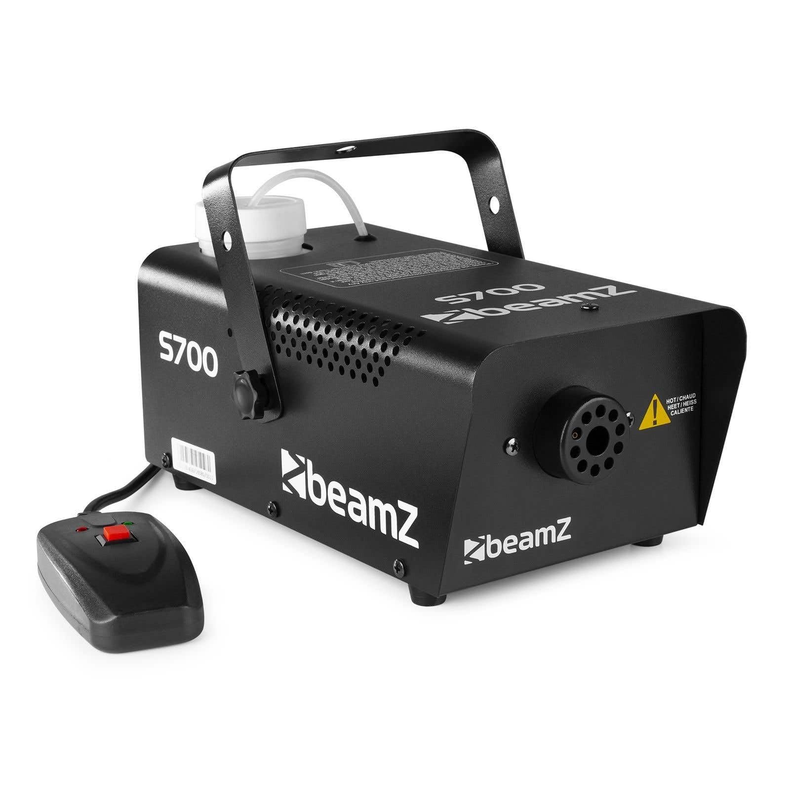 BeamZ S700 Mini Nebelmaschine mit Fernbedienung inkl. 250ml Fluid, 700 Watt Fogger, Smoke Machine mit 400ml Tank, Fog Machine, Nebelmaschine Halloween für Party, Hochzeit, Events, Hazer mit 75m³/min