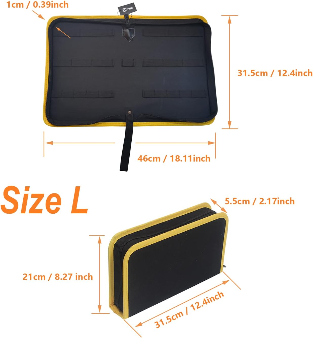 Portable Tool Bag Hardware Storage Pouch Tool Kits Organizer with Zipper TB-001L(Black)