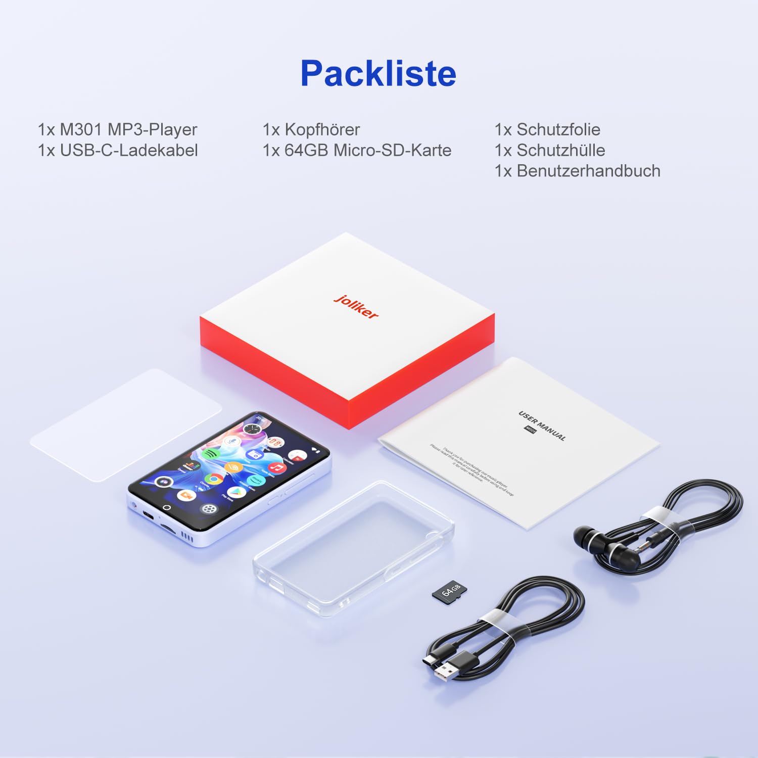 MP3 Player mit Bluetooth WiFi, 80GB MP3-Player mit Kamera, Android MP4 Player mit Spotify, Audible, Amazon Music, Deezer, 4.02" Touchscreen Kinder MP3 Player Musik Player mit Lautsprecher, FM Radio