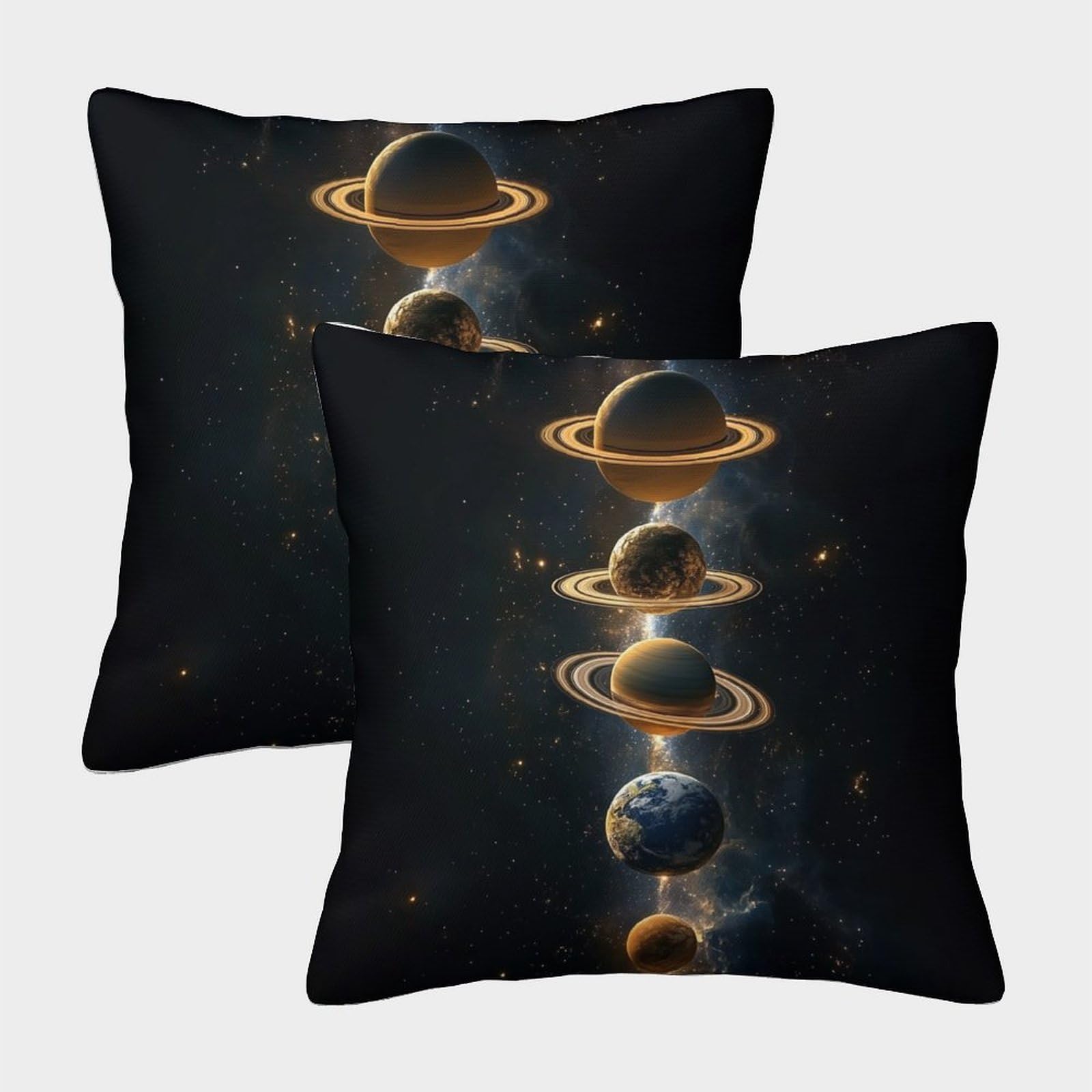 QFVANSIYO 3D Printed Planet Pattern Microfiber Pillowcase Bedroom Decor Space Theme Cushion Cover Breathable for Adults Teens 45x45cm