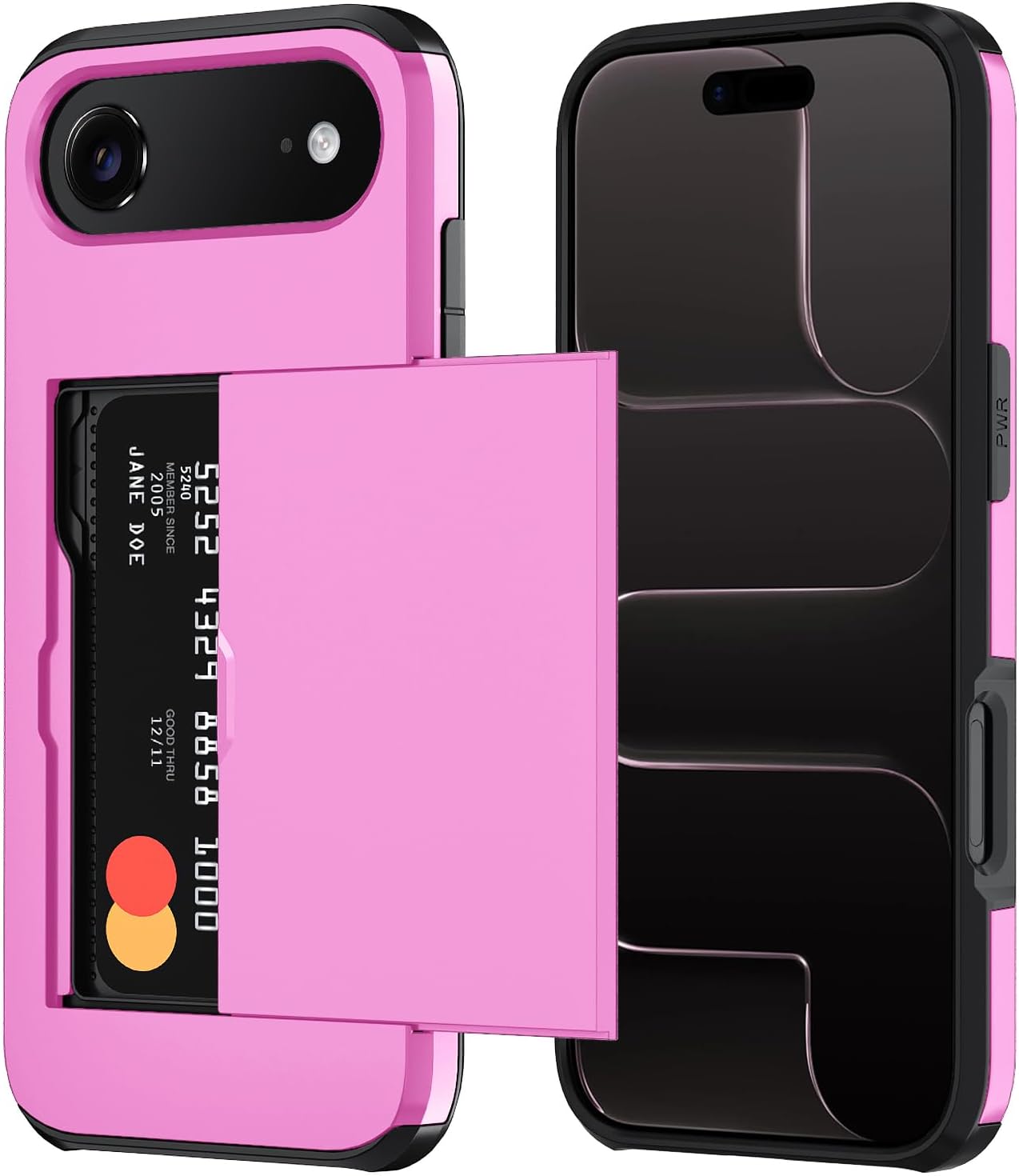 Qinmay Compatible with iPhone 17 Air Case Wallet,Built-in Card Holder, Heavy Duty Protective Dual Layer Shockproof Hidden Card Slot Slim Wallet Phone Cover for iPhone 17 Air，Pink