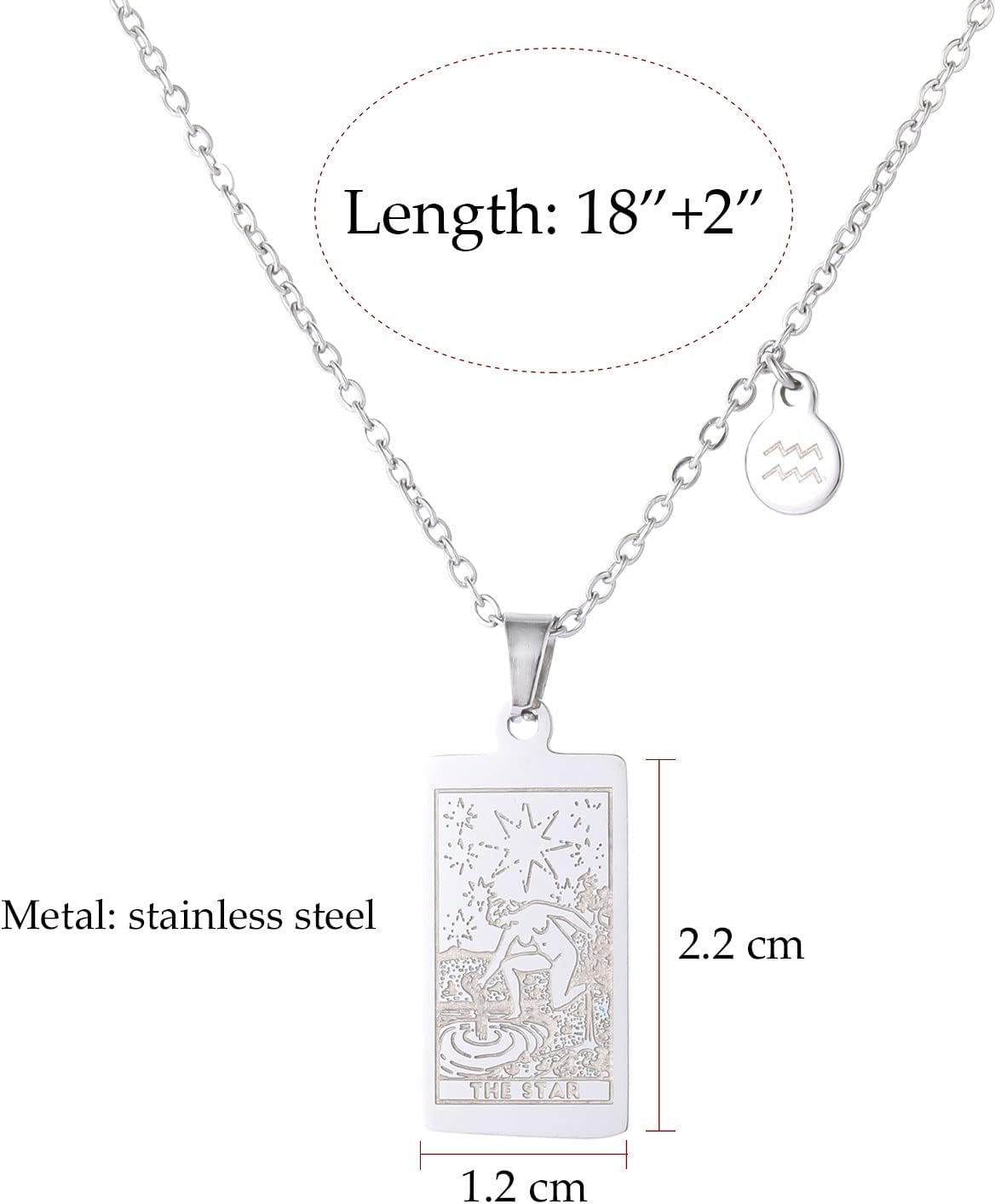 14k Gold Plated Zodiac Sign with Tarot Card Pendant Necklace Birthday Gift for Women - Image 3