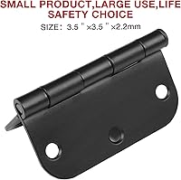 Vista 3 de 30 Pack Rounded Matte Black Door Hinges 3.5 Inch 5/8" Radius Interior 3 1/2" Flat Iron Bifold Residential Standard Bedroom Indoor for Doors 3