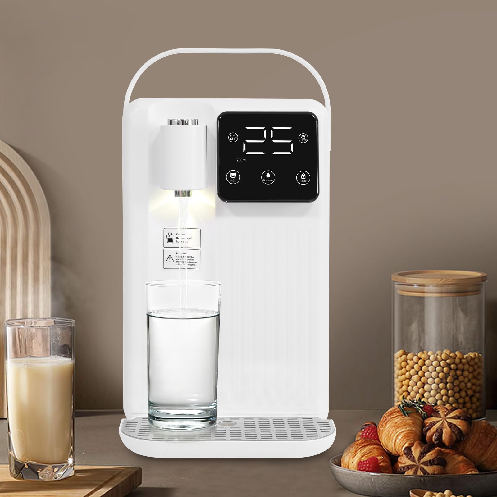 Fontana per acqua calda 2200 W, erogatore acqua calda 3 secondi, riscaldatore acqua istantaneo 3 L, bollitore elettrico con 13 temperature regolabili, per caffè, tè, ufficio, casa, bianco