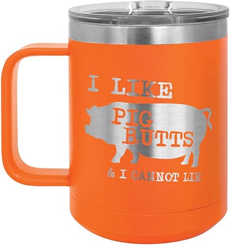 Miniatura 5 de Taza de café con tapa deslizante con texto en inglés "I Like Pig Butts 15 oz"  Taza de café de viaje aislada  Idea de regalo para barbacoa y