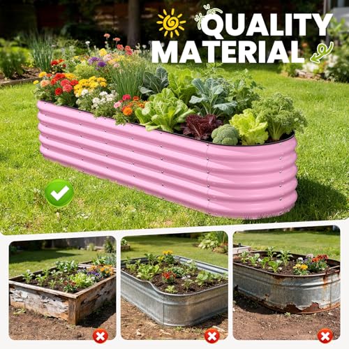 Image of Pattiumo Galvanized Raised Garden Bed 8x2x1.5 FT, Oval Metal Raised Garden Bed Outdoor Planter Box with Open Bottom, Rust-Resistant Steel Garden Bed for Vegetables Herbs Flowers, Easy Assembly