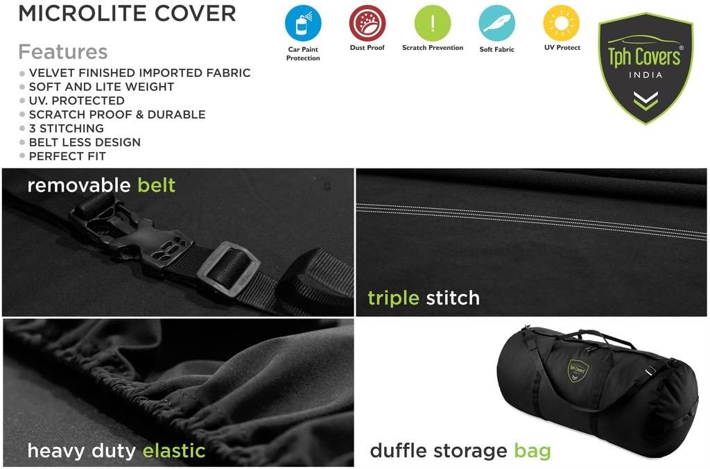 TPH MICROLITE Smooth Velvet Finished Customized fit Semi-Outdoor BLACK Car Cover with Green Piping for Aston Martin Virage image 4