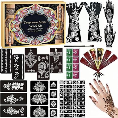 Temporary Tattoos Kit - Large 12 Sheets Temporary Tattoo Stencil