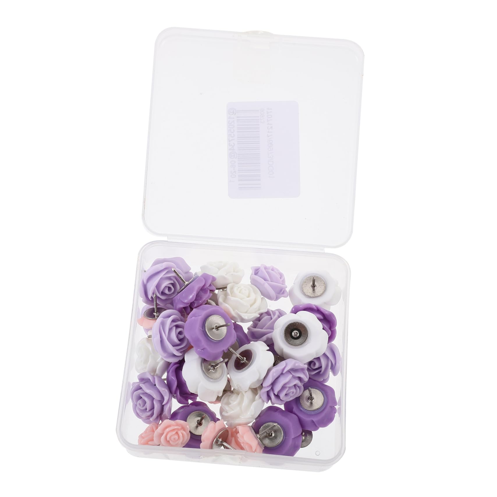 OSALADI 4 Ensembles Pushpin Rose Coules De Pouce De Fleur Punaises Punaise Rose Floral Compacte Petite Accessoire Résine Violet,Mauve 40 Pièces * 4
