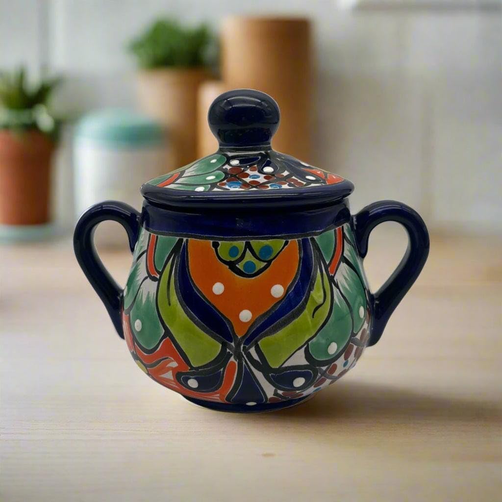 Handmade Talavera Sugar Jar | Mexican Ceramic Kitchen Pot