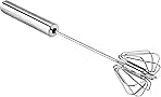 Stainless Steel Egg Whisk, Hand Push Rotary Whisk Blender, Versatile Milk Frother, Hand Push Mixer Stirrer for Blending, Whisking, Beating & Stirring (12in)