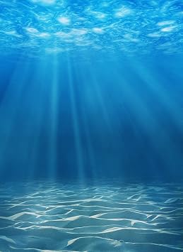 Laeacco Underwater World Background 5x7ft Photography Background Undersea Sunlight Deep Blue Water Sun Ray Backdrop Seabed Birthday Home Decoration Party Boy Newborn Photo Studio Props