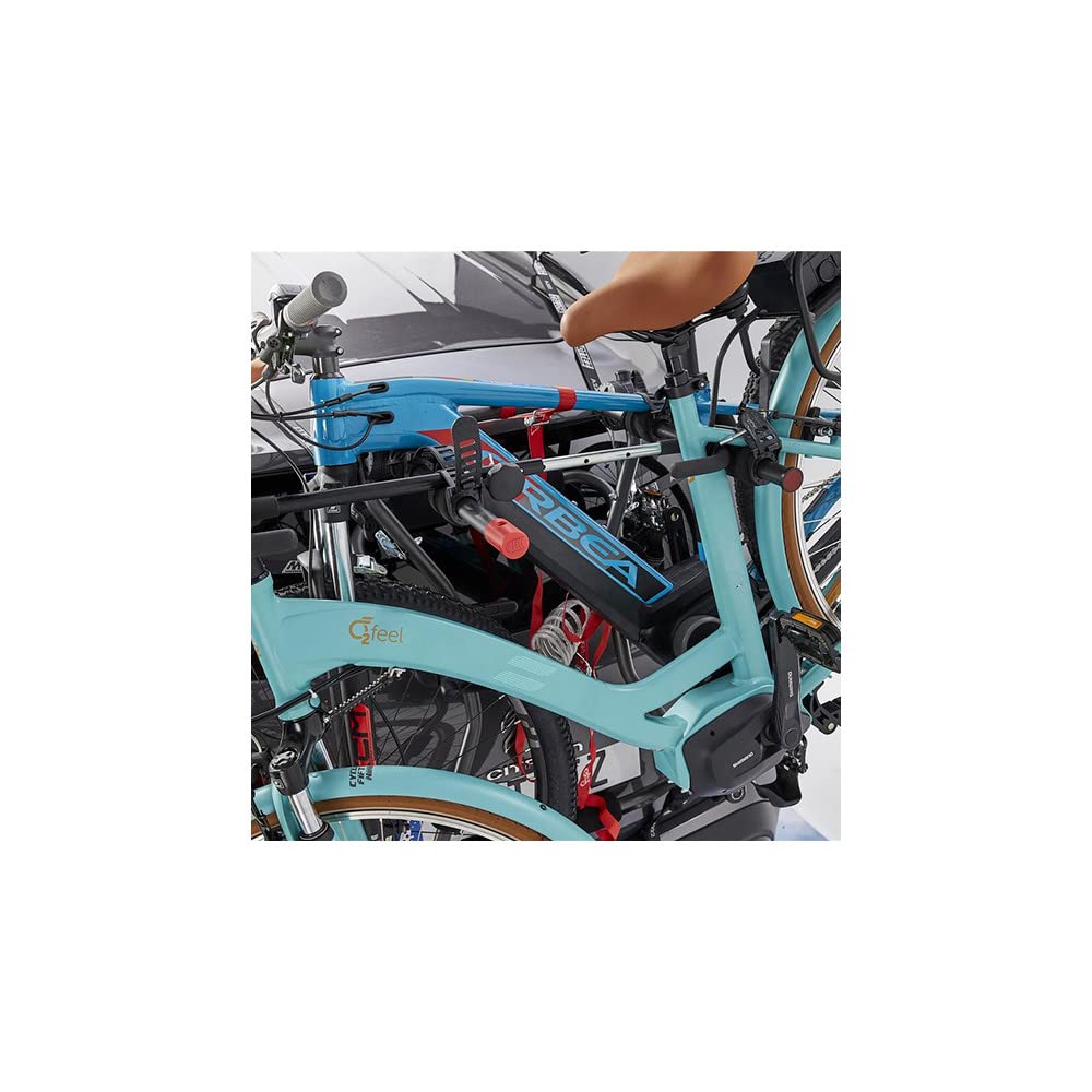 Porte Velo hayon 5 Sangles mottez Shiva 2 elec Acier 2 velos VAE/e Bike (40 kgs Max), Noir