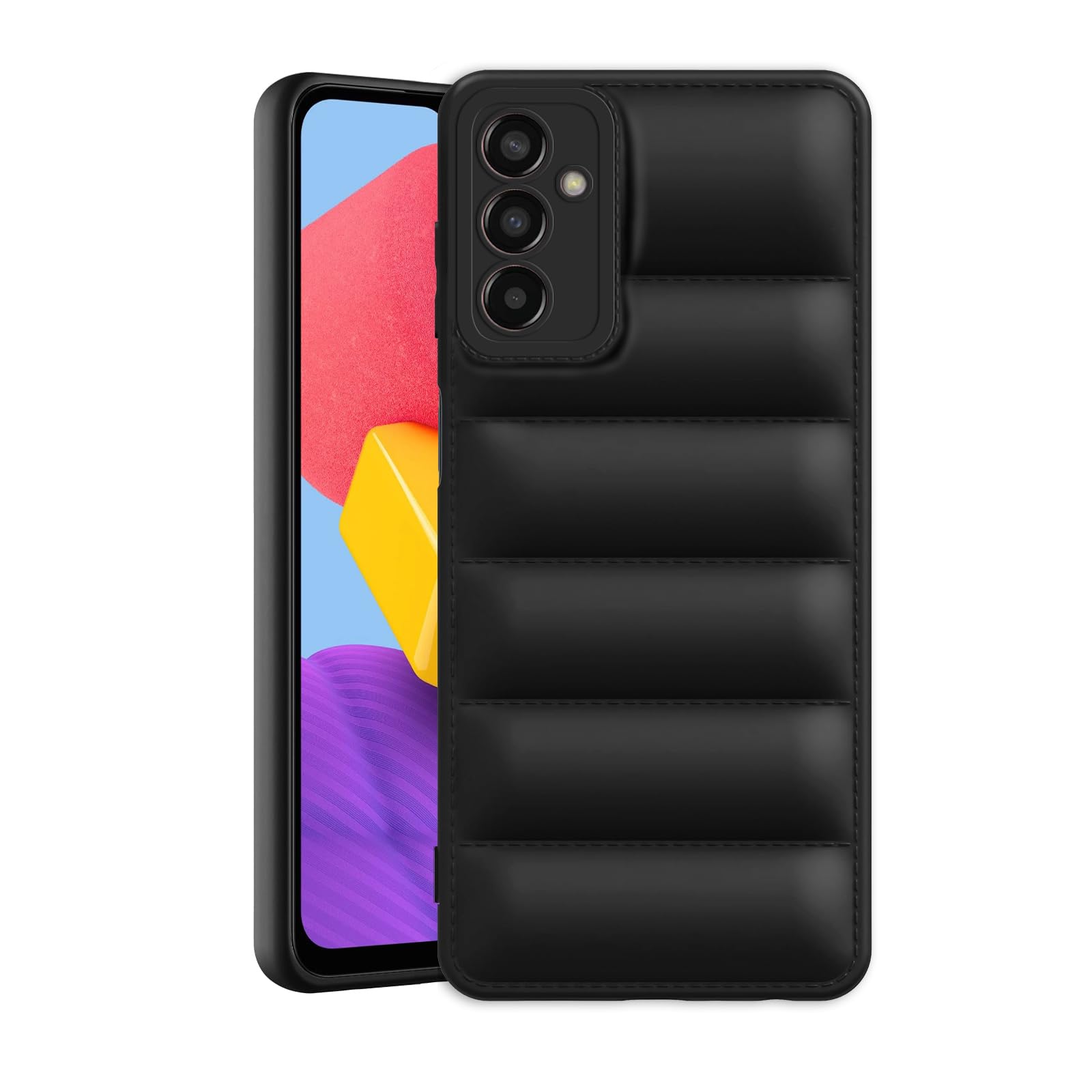 Amazon Brand - Solimo Puffer Case Camera Protection Soft Back Cover for Samsung Galaxy M13 5G - Black (B0CQT8JTM4) Amazon Price History, Amazon Price Tracker