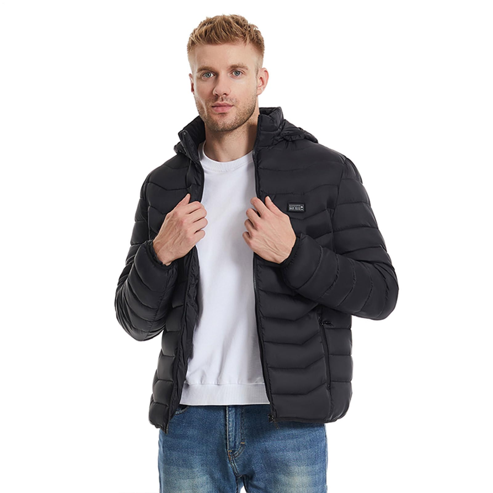 Chaqueta calefactable, Abrigo calentado, Chaquetas cálidas Abrigo térmico Calentador de cuerpo de invierno, Chaqueta con calefacción USB de 3 velocidades Chaquetas de esquí para hombre para escalada