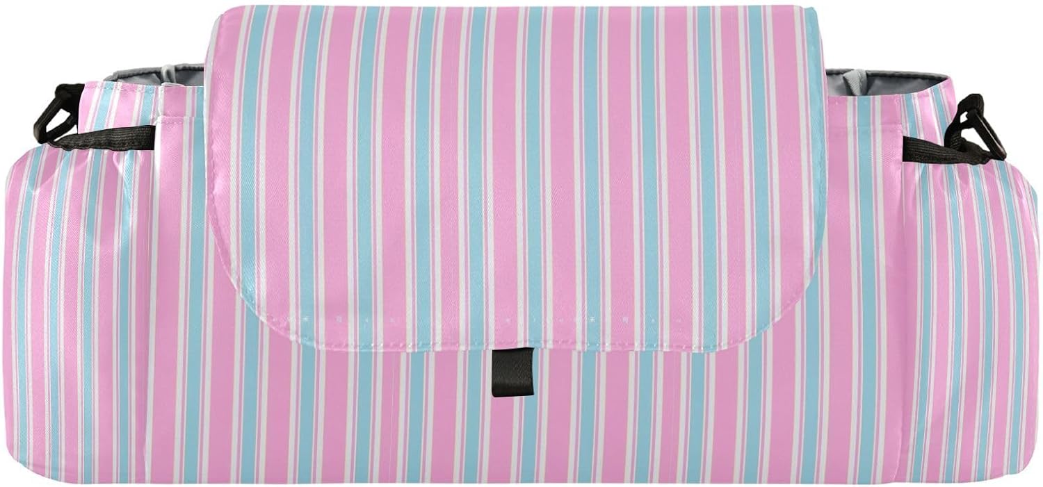 Powder Blue Stripe double stroller organizer bag stroller caddy handy pocket acesorios para baby accesorios para carro de ni?os para frio