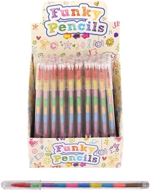 HENBRANDT 24X Children Kids Swap Swop Point Crayons Stacker Pencils Party Loot Bag Fillers