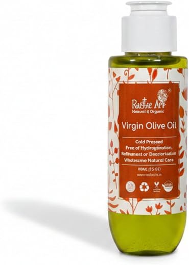 Rustic Art Virgin Olive Oil | Organic &amp; Coldpressed | For Skin &amp; Hair | For Babies, Women &amp; Men | 100ml