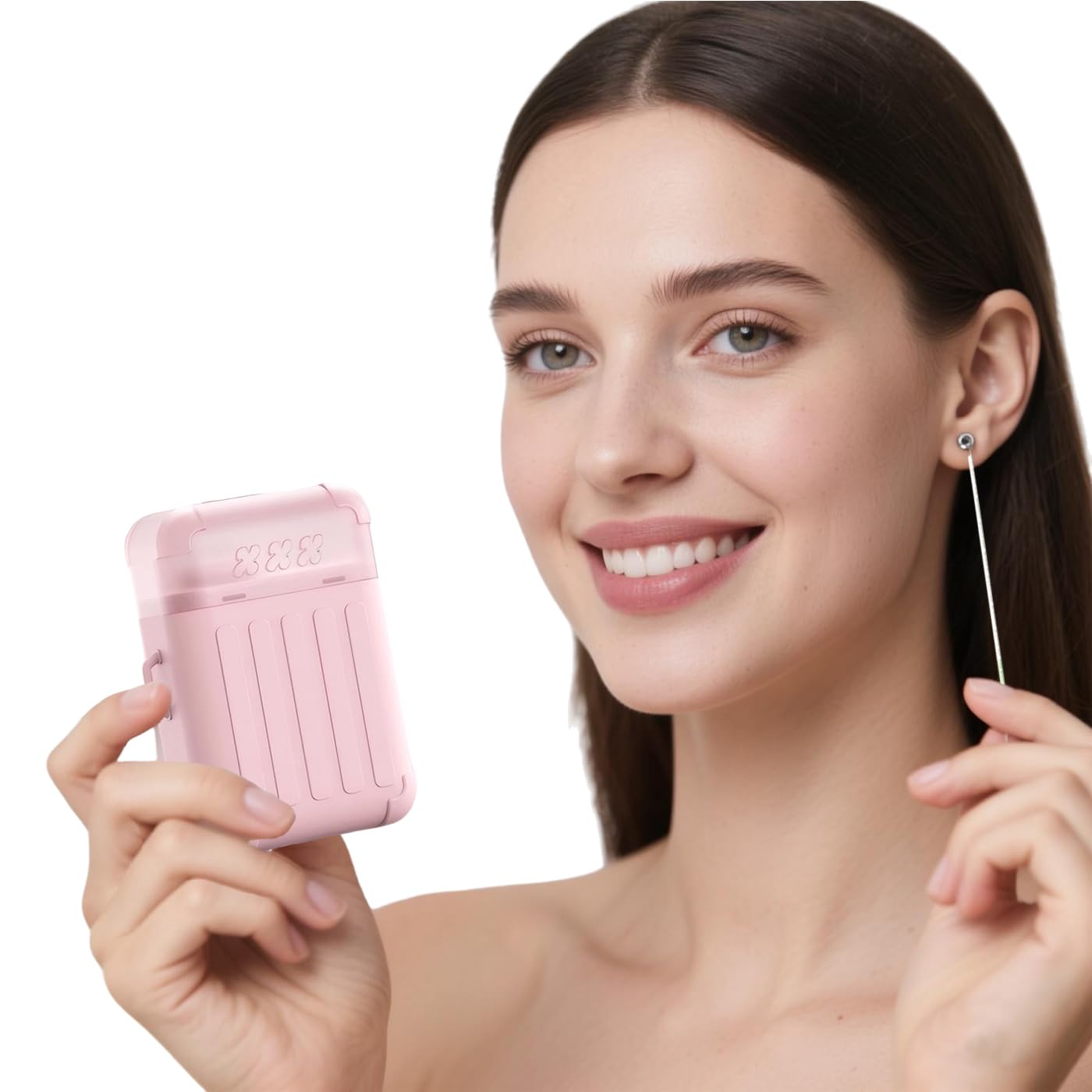 Limpiador de perforaciones, limpiador de agujeros de oreja, kit de limpieza de piercings con 240 piezas desechables de hilo dental de limpieza y solución de limpieza de 15 ml para mujeres y hombres