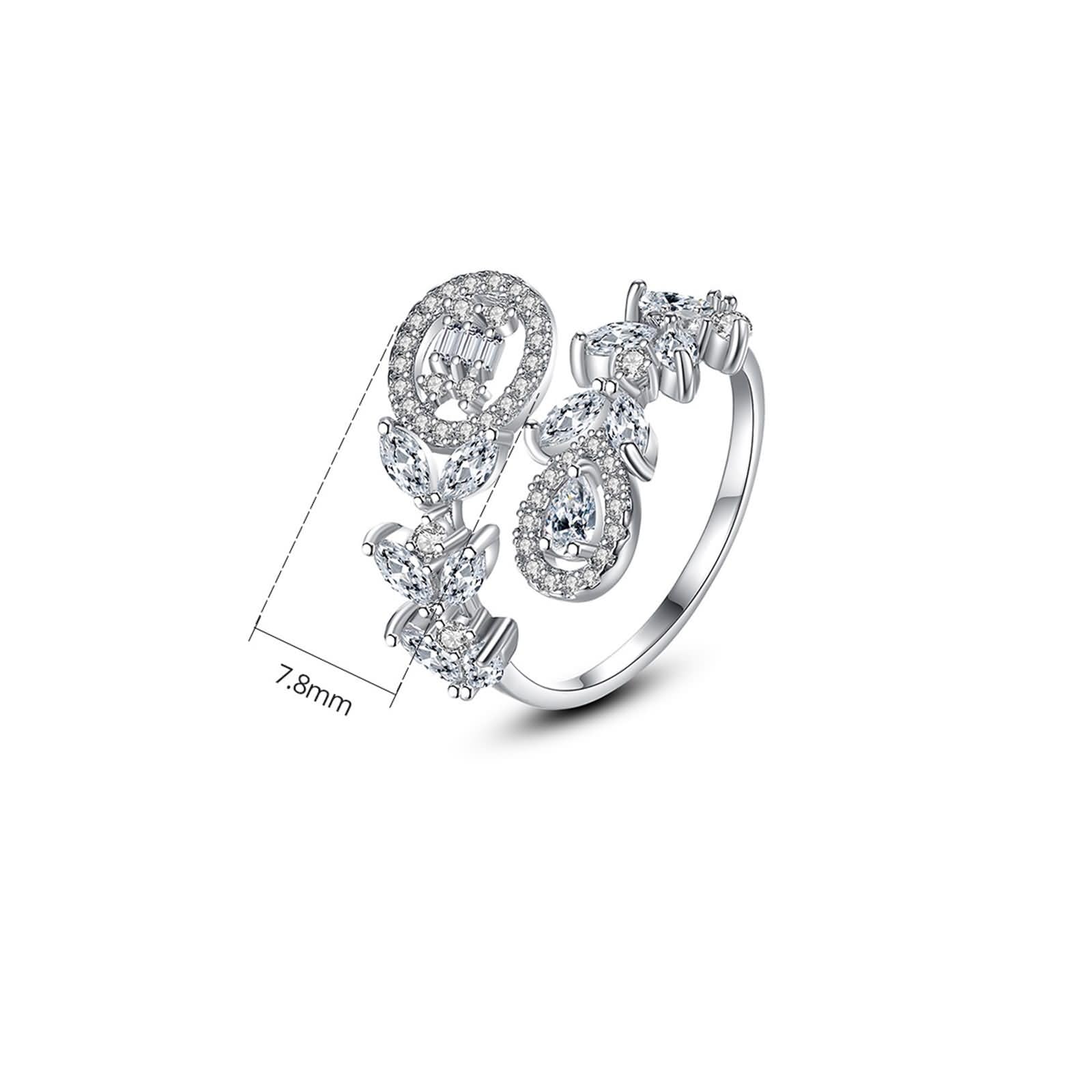 Anello Oro Bianco Donna, Anelli Matrimonio in Oro Bianco da Donna Fiore con Moissanite Bianco