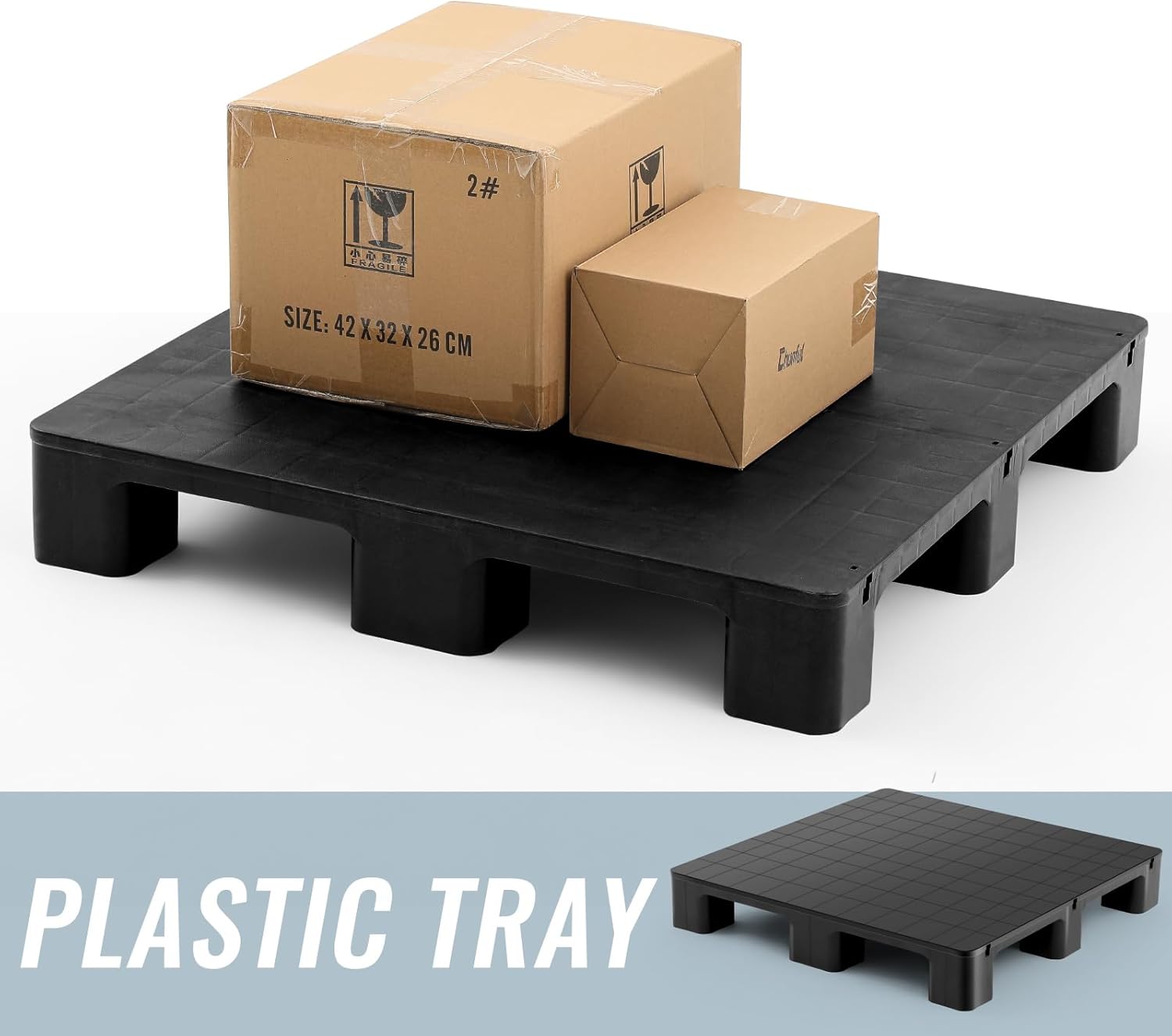 1 Pcs Plastic Pallet for Basement Storage Easy Stack Lightweight Floor Pallet Display Flooring Room Supermarket Christmas, Support up to 2000 Lbs (31.5'' L X 31'' W X 4.7'' H,Black)