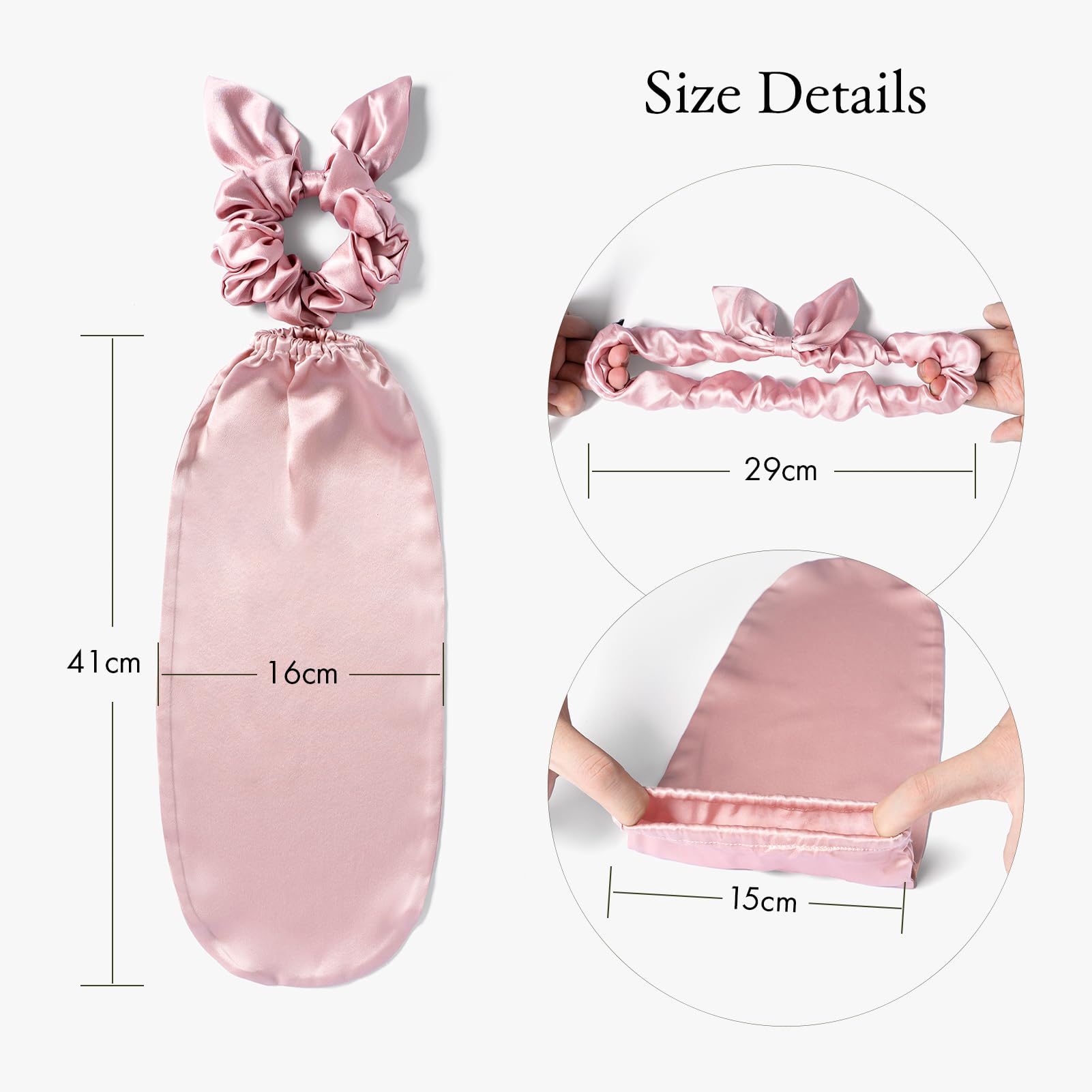 100% Silk Bonnet & Scrunchies Set for Long Curly Hair Protection Long Tail Satin Bonnet with Sleep Mask – Silky Stretch Sleep  main image 3